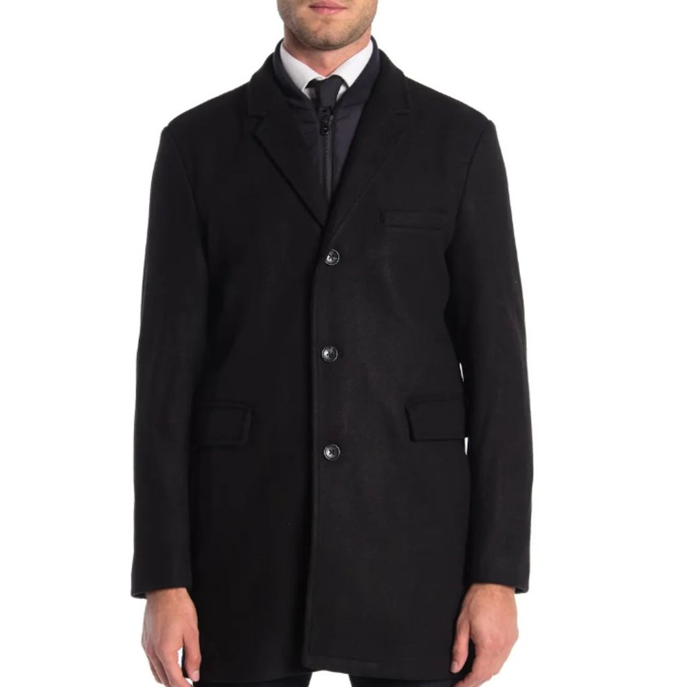 Michael Kors Ghent Felted Slim Fit Dickey Coat Black Large